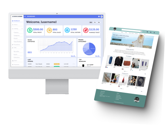 Ilustración de un equipo digital creando productos